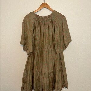 Floral Green Boho Dress